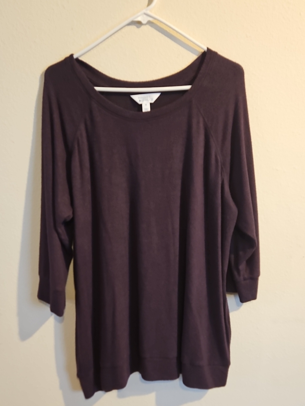 Market & Spruce Plum Scoop Neck Three-Quarter Sleeve Top